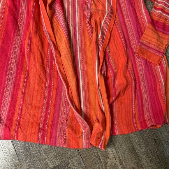J. Jill Womens Cardigan Sweater Size XSP Orange Striped Open Front Long Sleeves - Picture 4 of 8